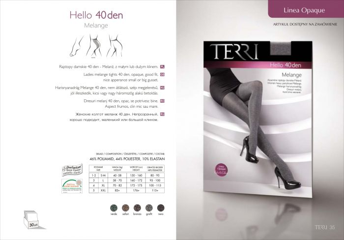 Terri Lineaopaque Hello40 Den   Catalog | Pantyhose Library